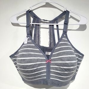(U4) NWOT CACIQUE BRA - GREY/WHITE - 42C